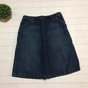 Tommy Hilfiger Long Modest Dark Wash A-line Denim Jean‎ Skirt Women’s Size 6